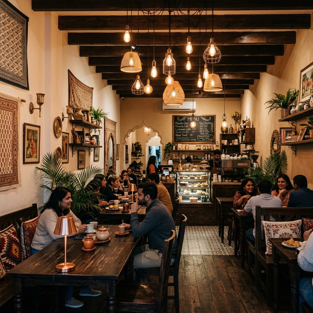 Interior of modern cozy cafe